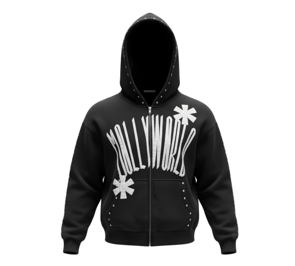 M0LLYW0RLD BLACK ZIP UP H00DIE