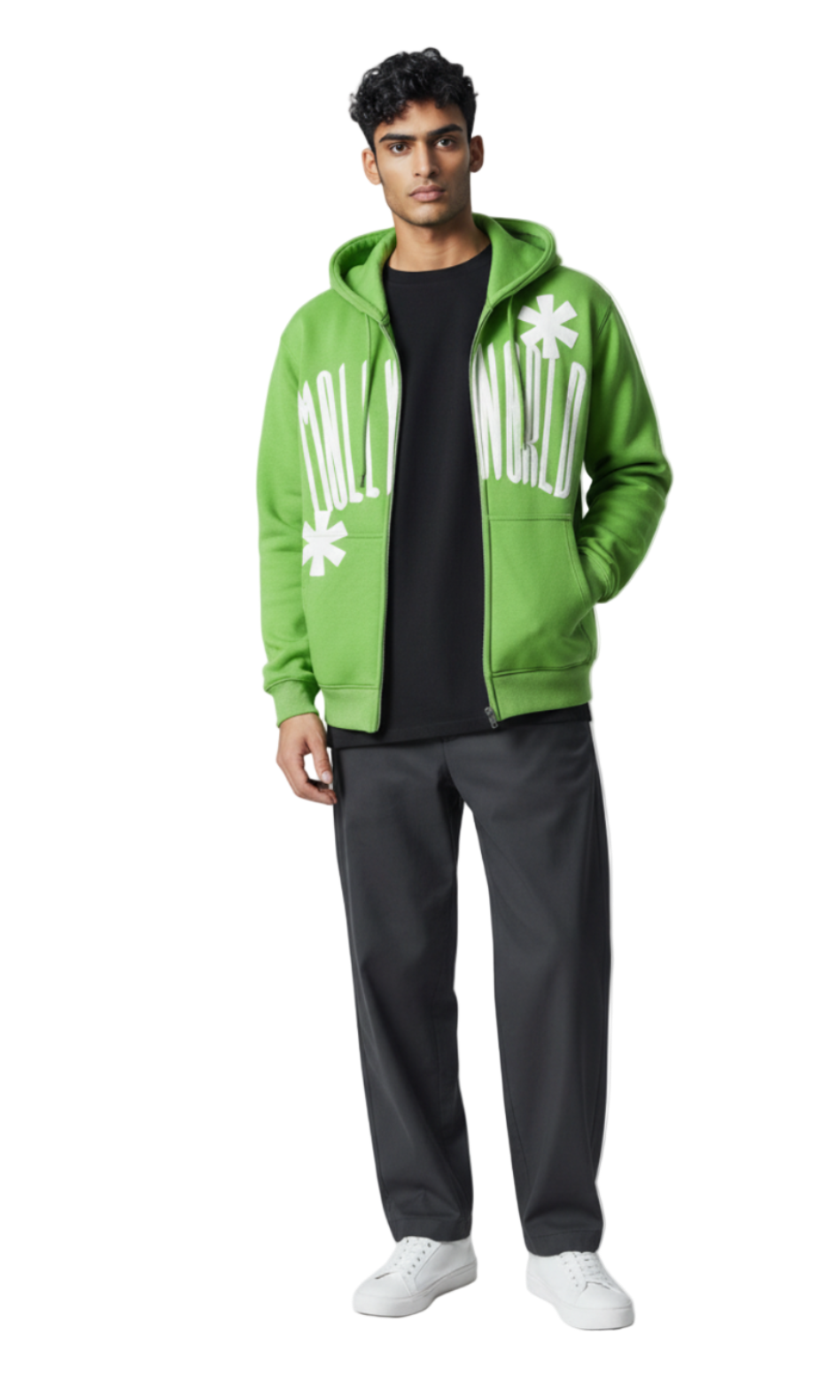 M0LLYW0RLD GREEN ZIP-HOODIE