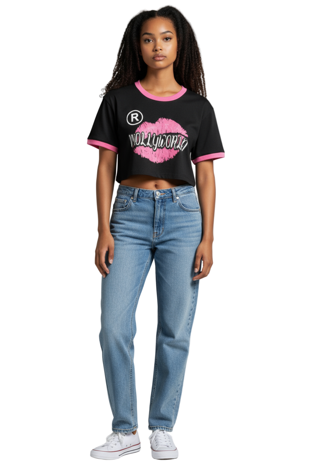M0LLYW0RLD BLACK CROP TOPS