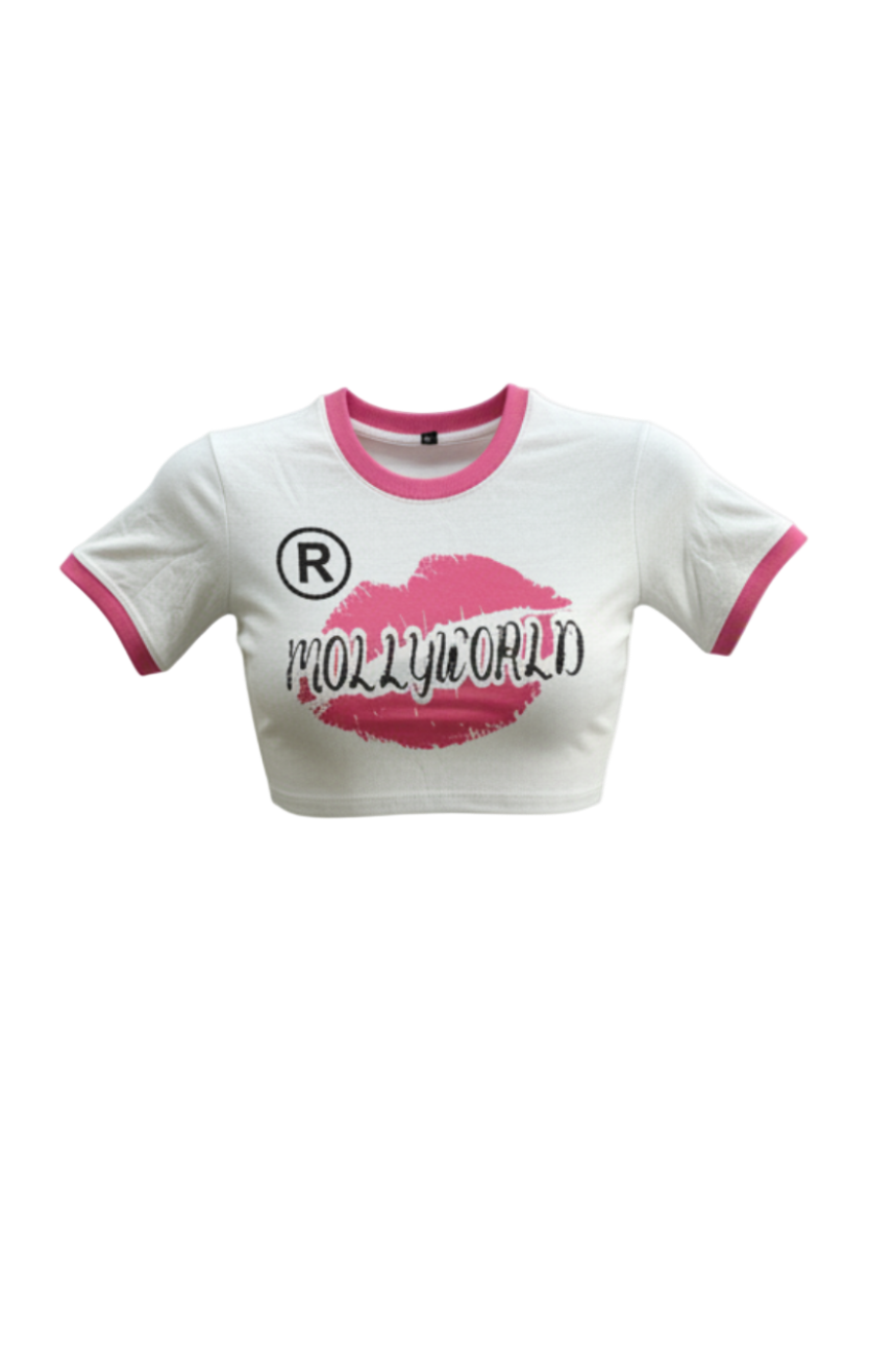 M0LLYW0RLD WHITE CROP TOPS