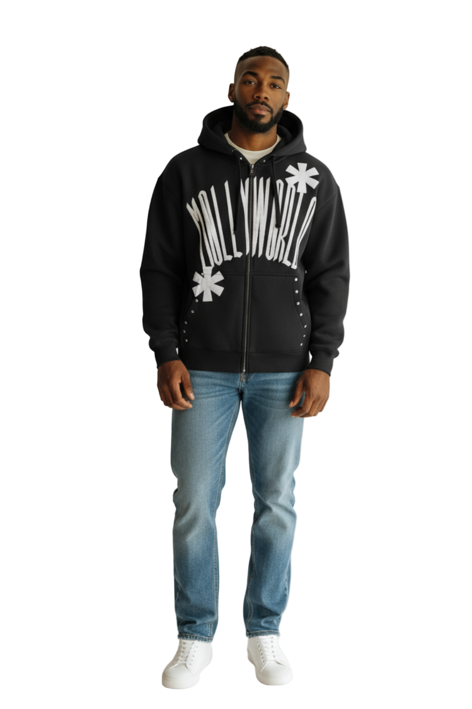 M0LLYW0RLD BLACK ZIP UP H00DIE